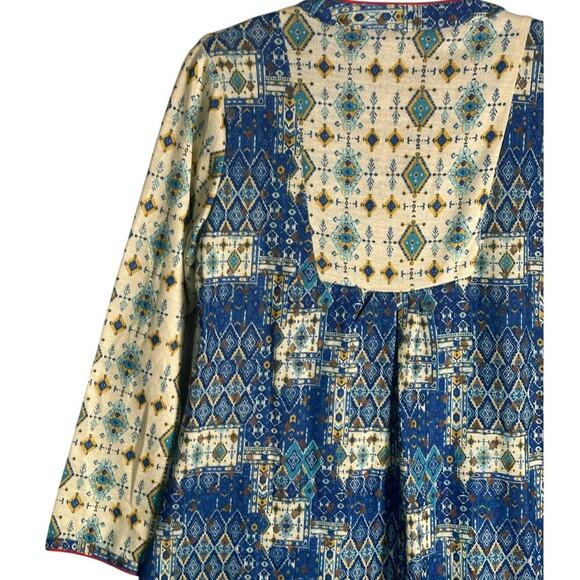 Paislei Sz 2X Long Sleeve Maxi Dress Geometric Aztek Mix Media Faux‎ Wrap Boho - Picture 8 of 11